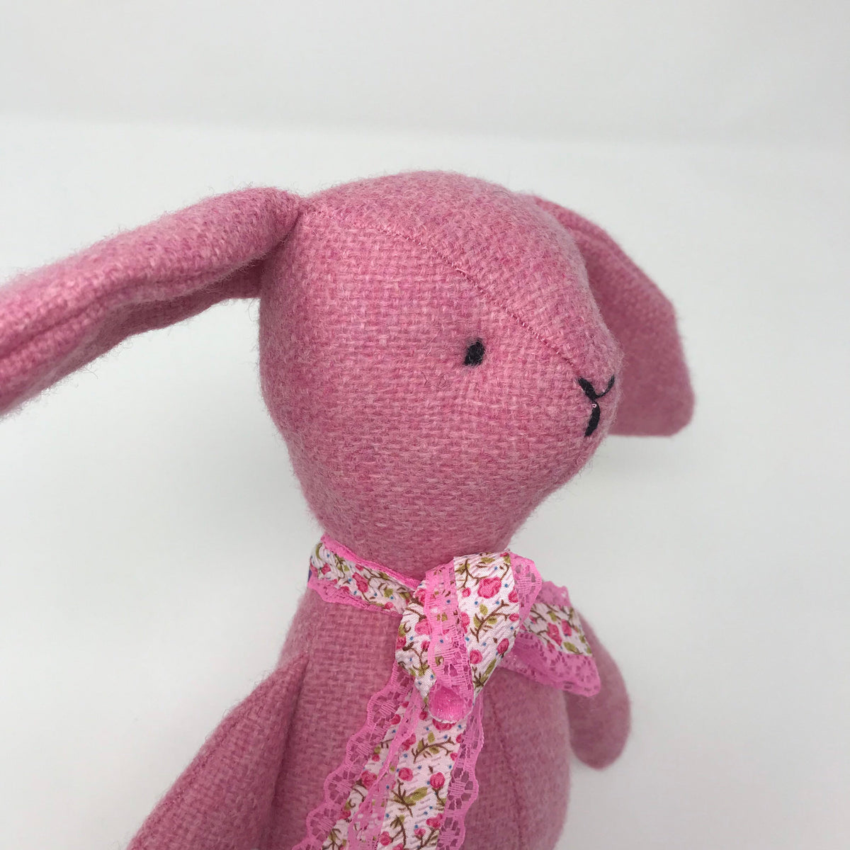 Handmade Pink Manx Tweed Bunny