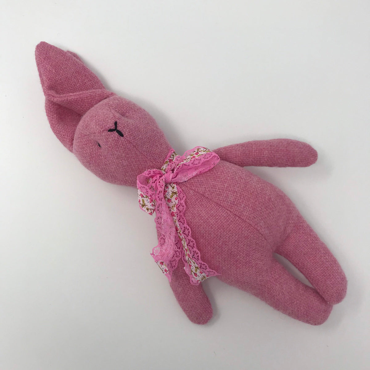 Handmade Pink Manx Tweed Bunny