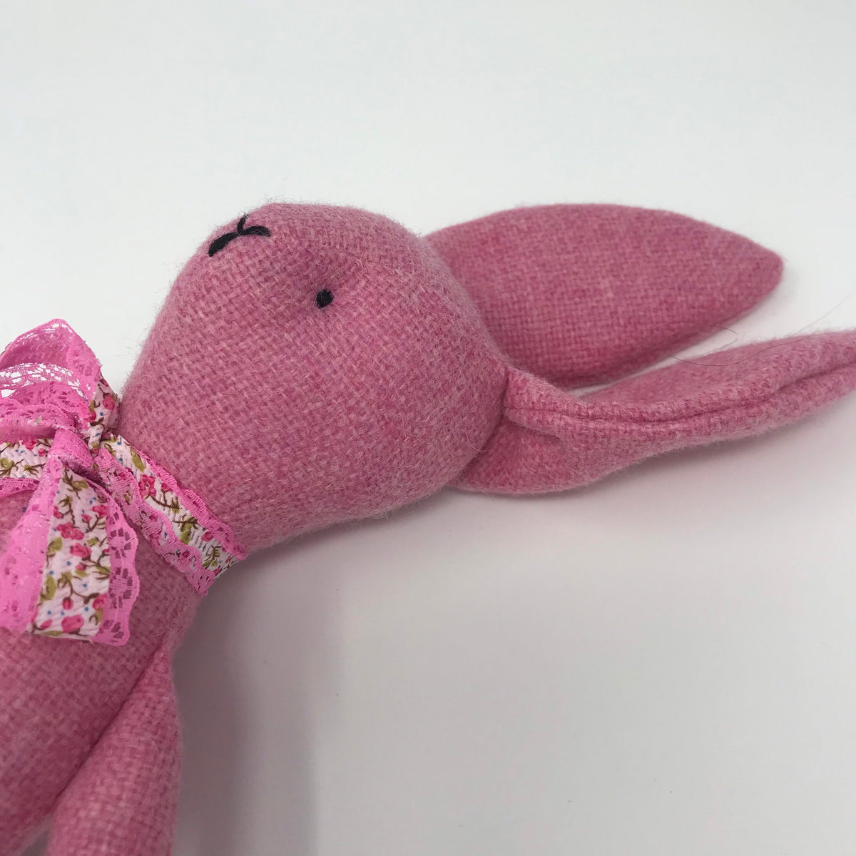 Handmade Pink Manx Tweed Bunny