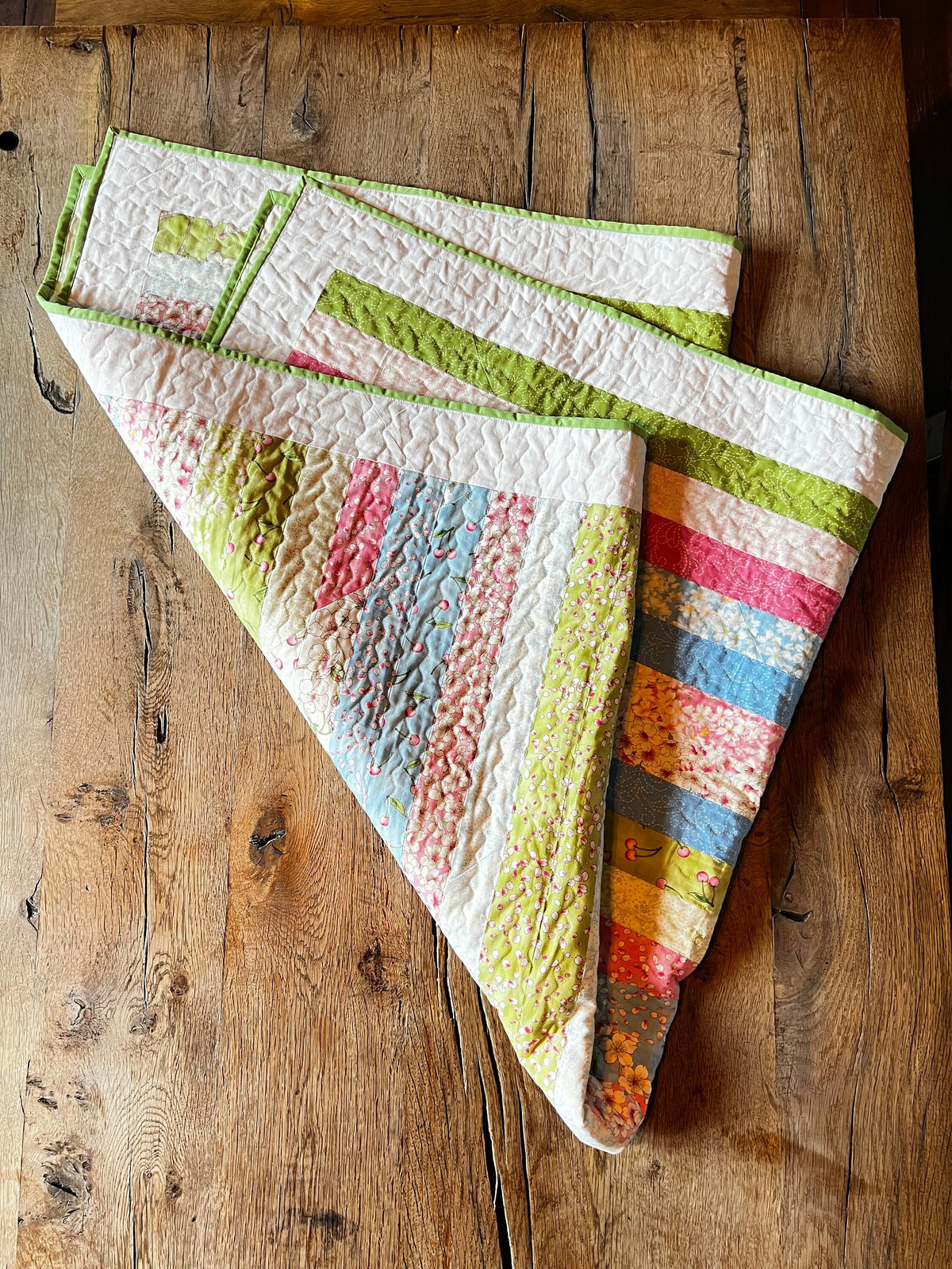 Handmade Cotton Patchwork Quilt, Moda Sakura Cherry Blossom