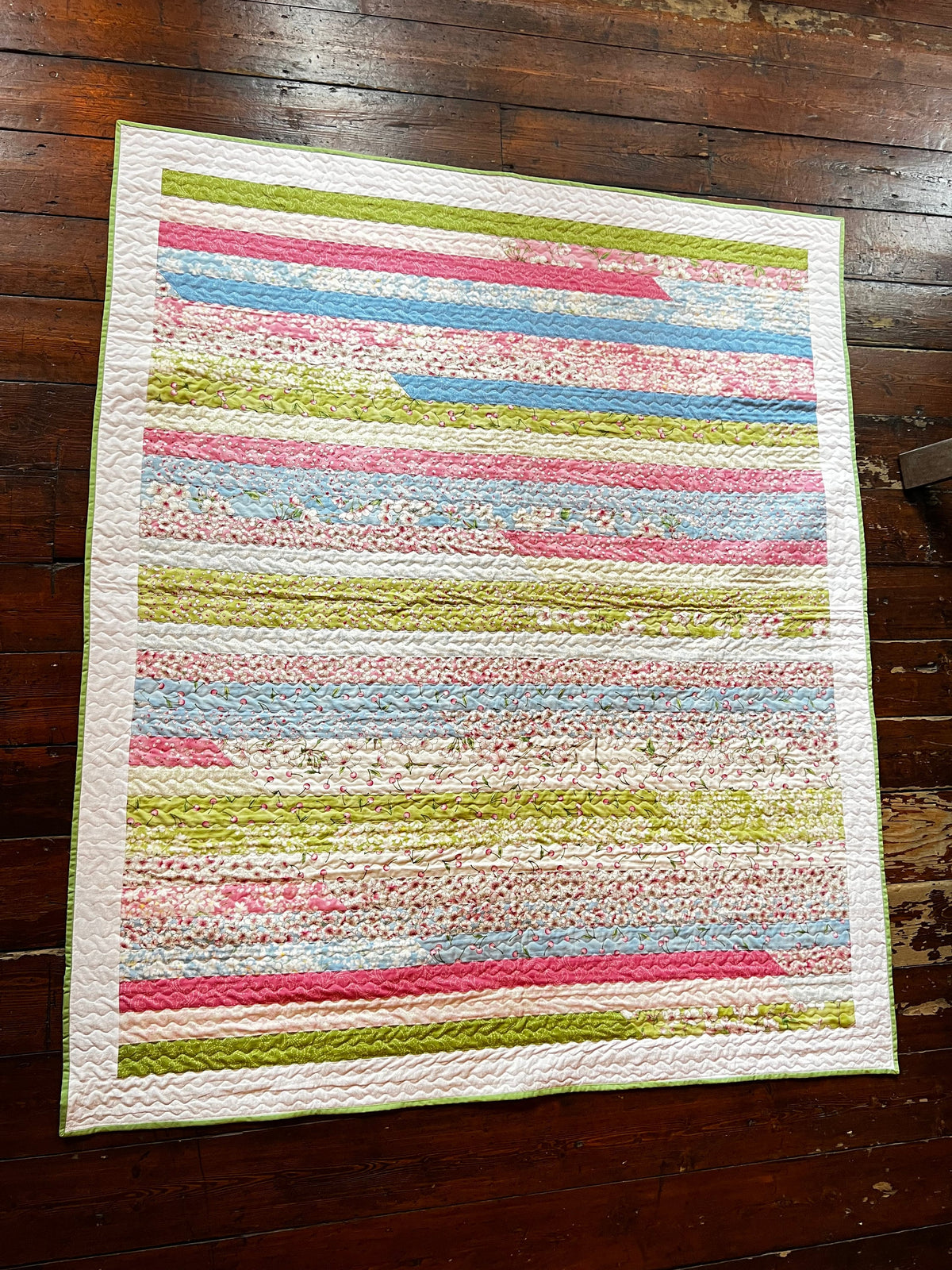 Handmade Cotton Patchwork Quilt, Moda Sakura Cherry Blossom