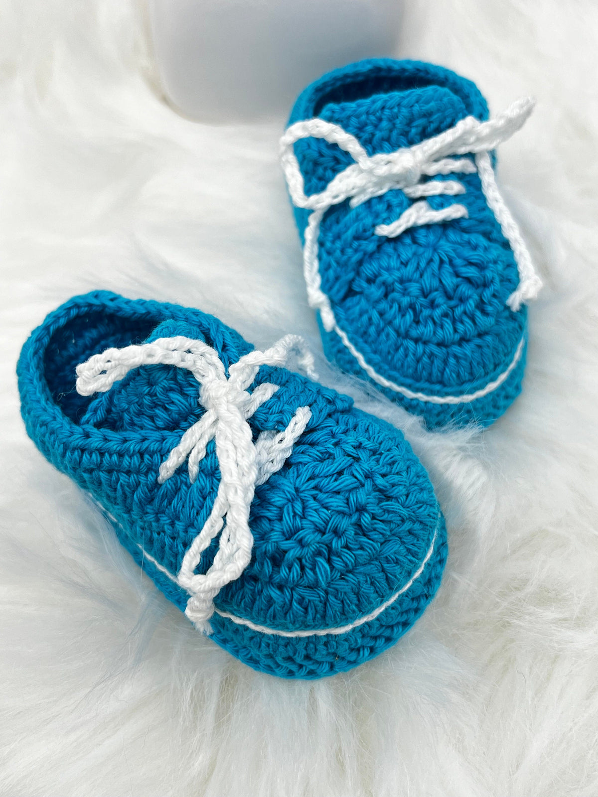 Blue Crochet Baby Shoes, Six Designs