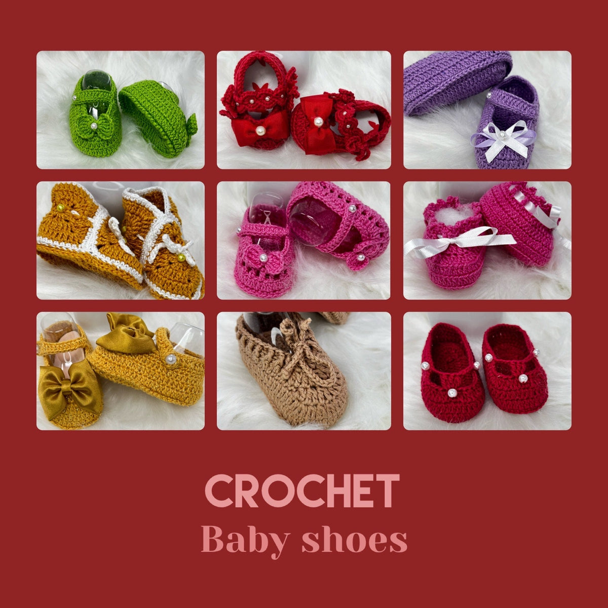 Handmade Crochet Baby Shoes, Nine Designs