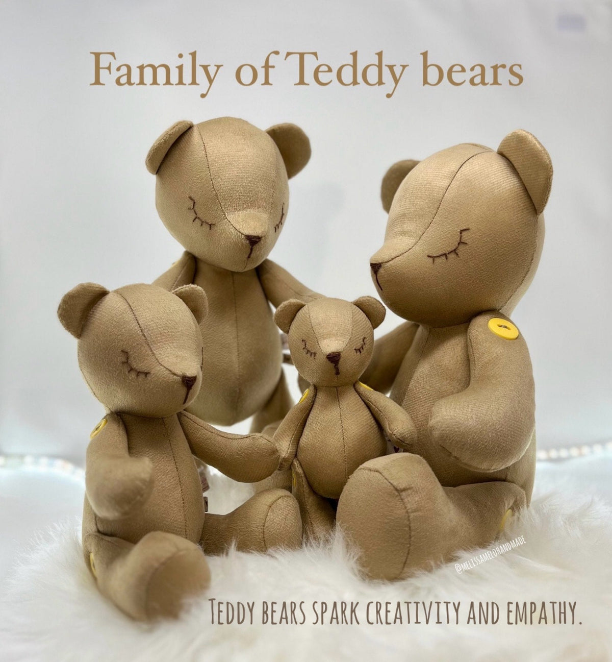 Handmade Articulated Velvet Teddy Bear, Four Sizes