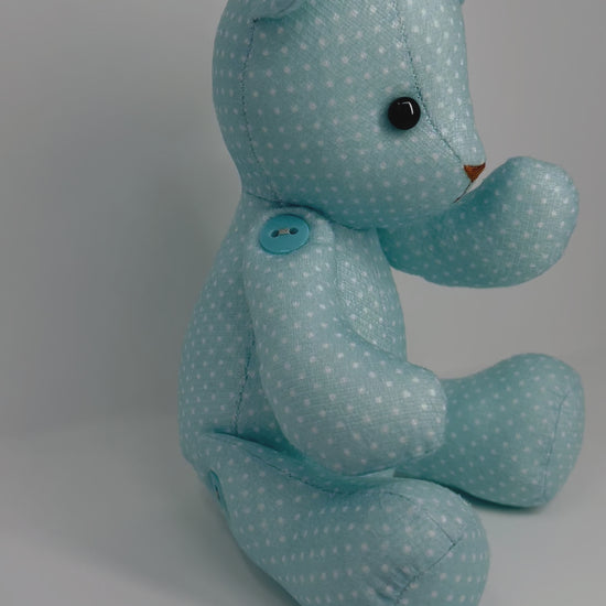 Aqua Turquoise Polka Dot Teddy Bear