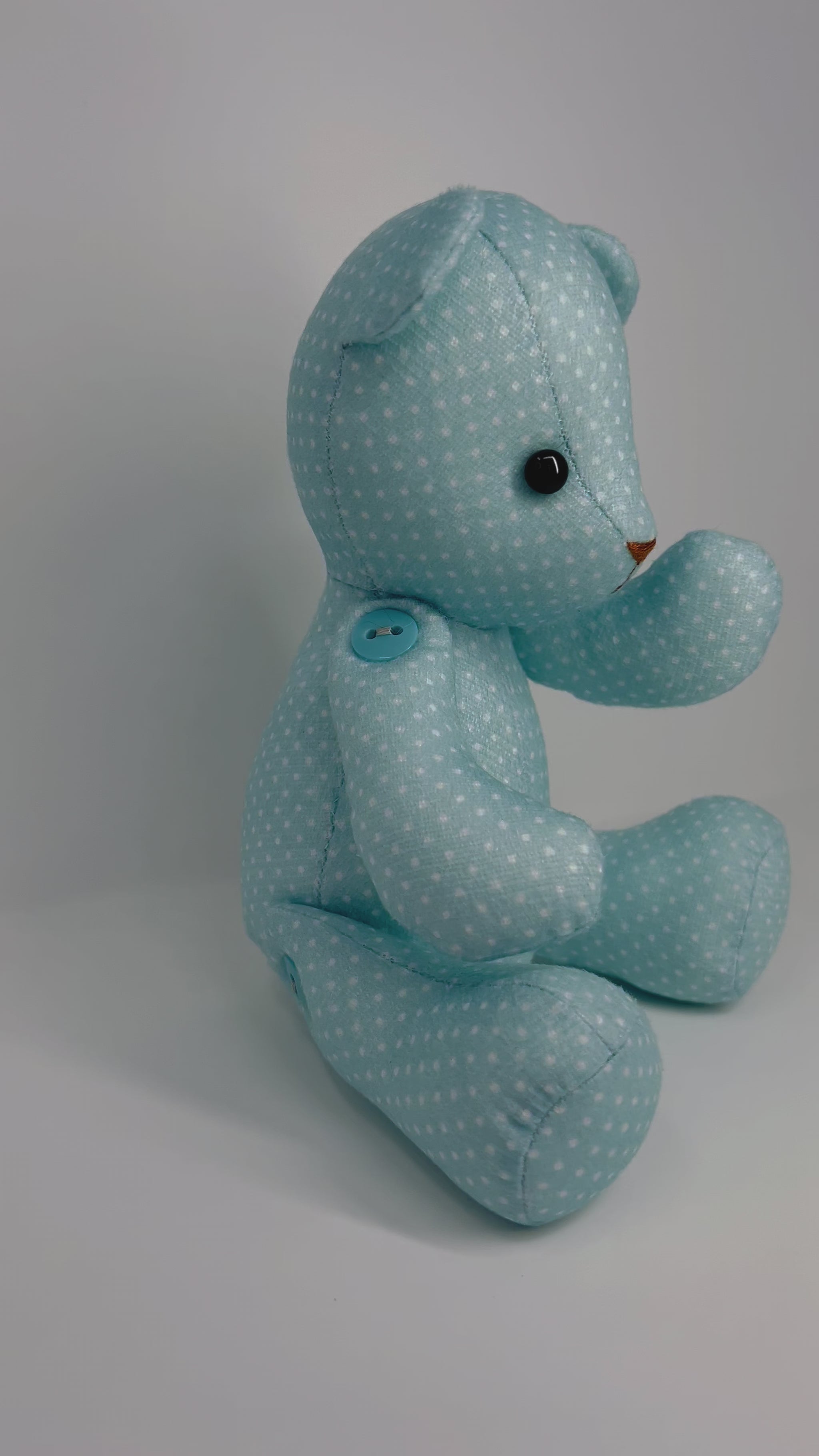 Aqua Turquoise Polka Dot Teddy Bear