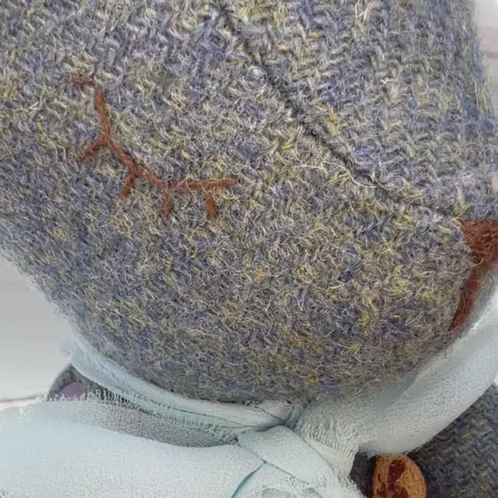 Blue Harris Tweed Handmade Teddy Bear