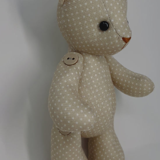 Beige Velvet Polka Dot Teddy Bear
