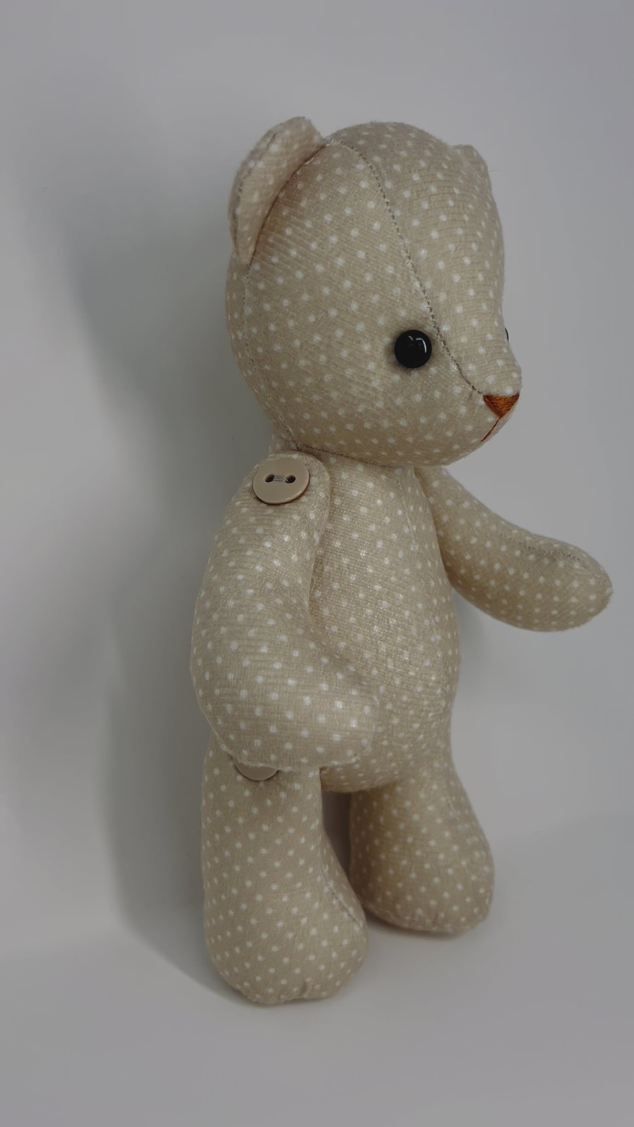 Beige Velvet Polka Dot Teddy Bear