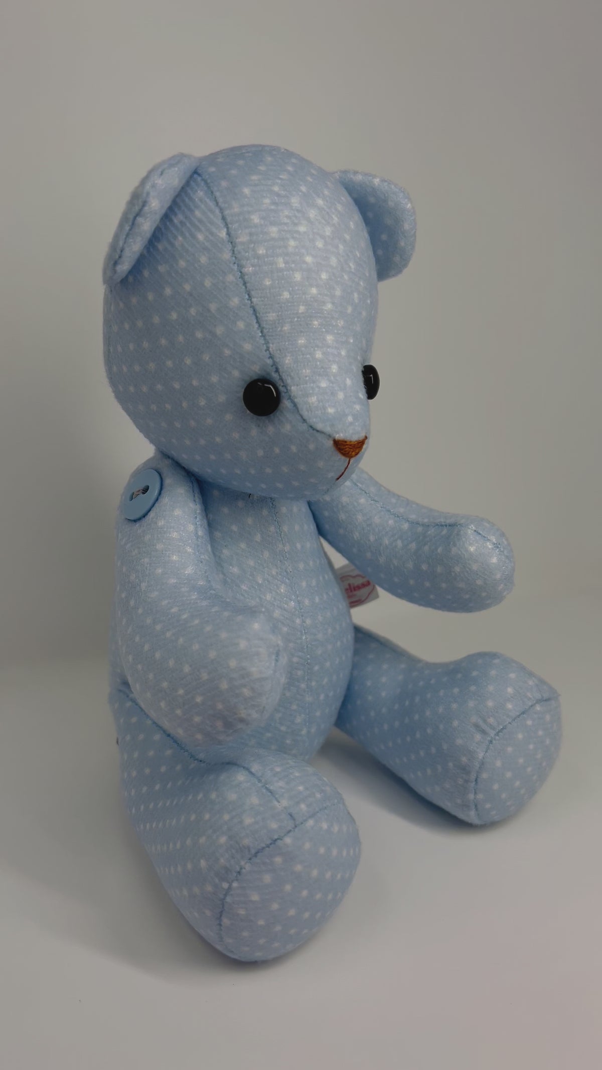 Blue Mini Velvet Polka Dot Teddy Bear