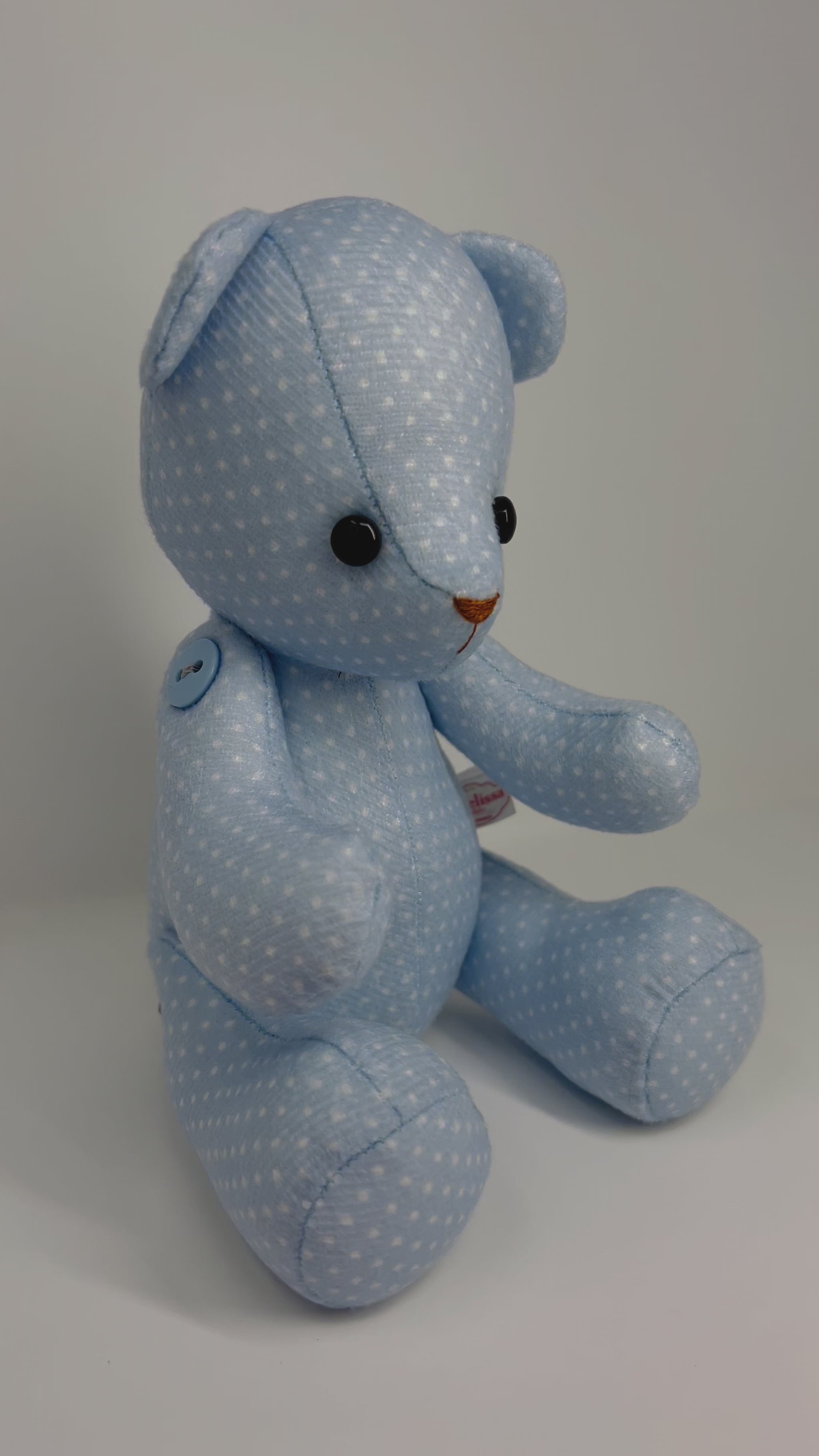 Blue Mini Velvet Polka Dot Teddy Bear